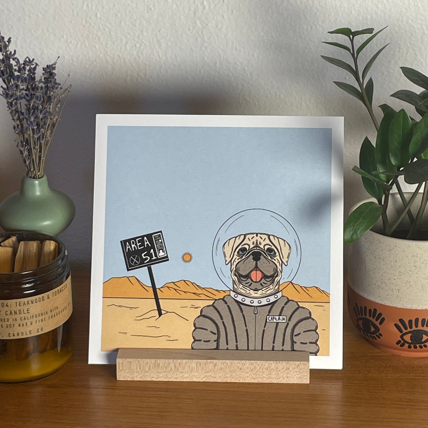 Canine Cosmonaut 8x8" Fine Art Pug Print