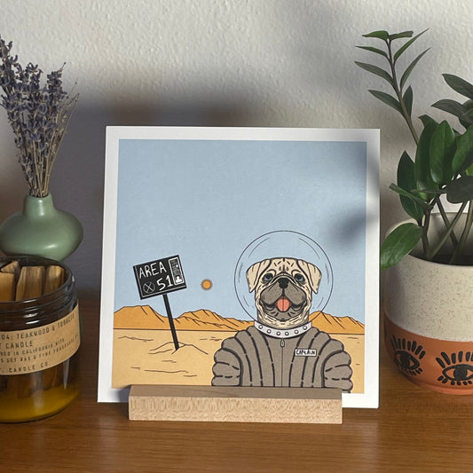 Canine Cosmonaut 8x8" Fine Art Pug Print
