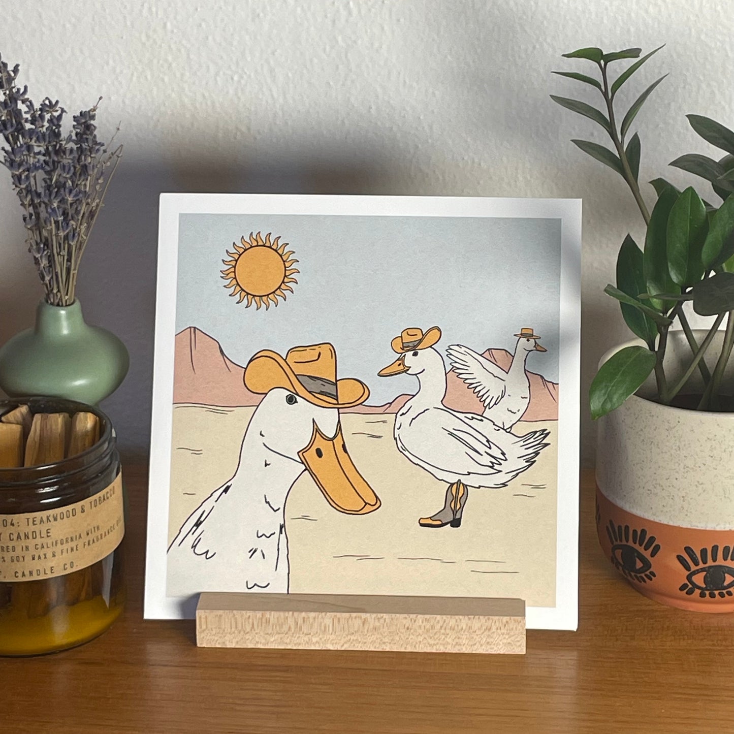 Quacks and Cowboy Hats 8x8" Fine Art Duck Print