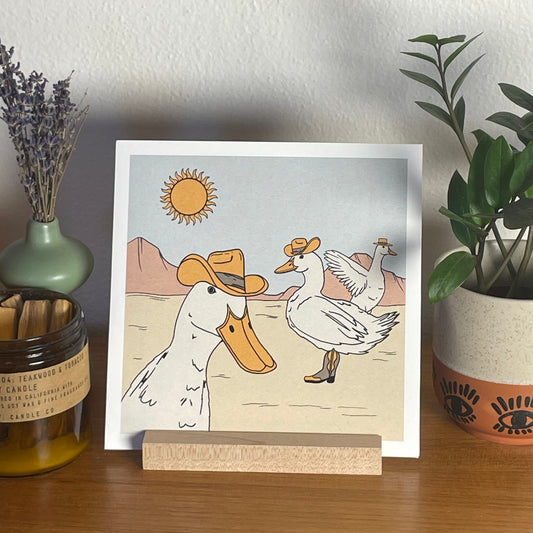 Quacks and Cowboy Hats 8x8" Fine Art Duck Print