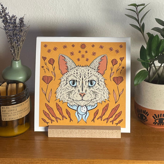 Floral Catch 8x8" Fine Art Cat Print
