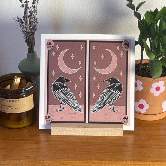 Crow Crescent 8x8" Fine Art Crow Print